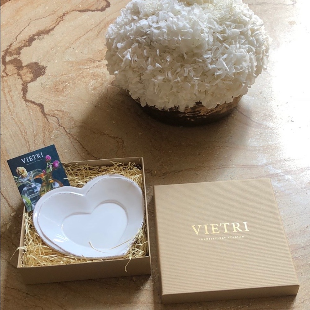Vietri Lastra White Heart Dish & Gift Box
